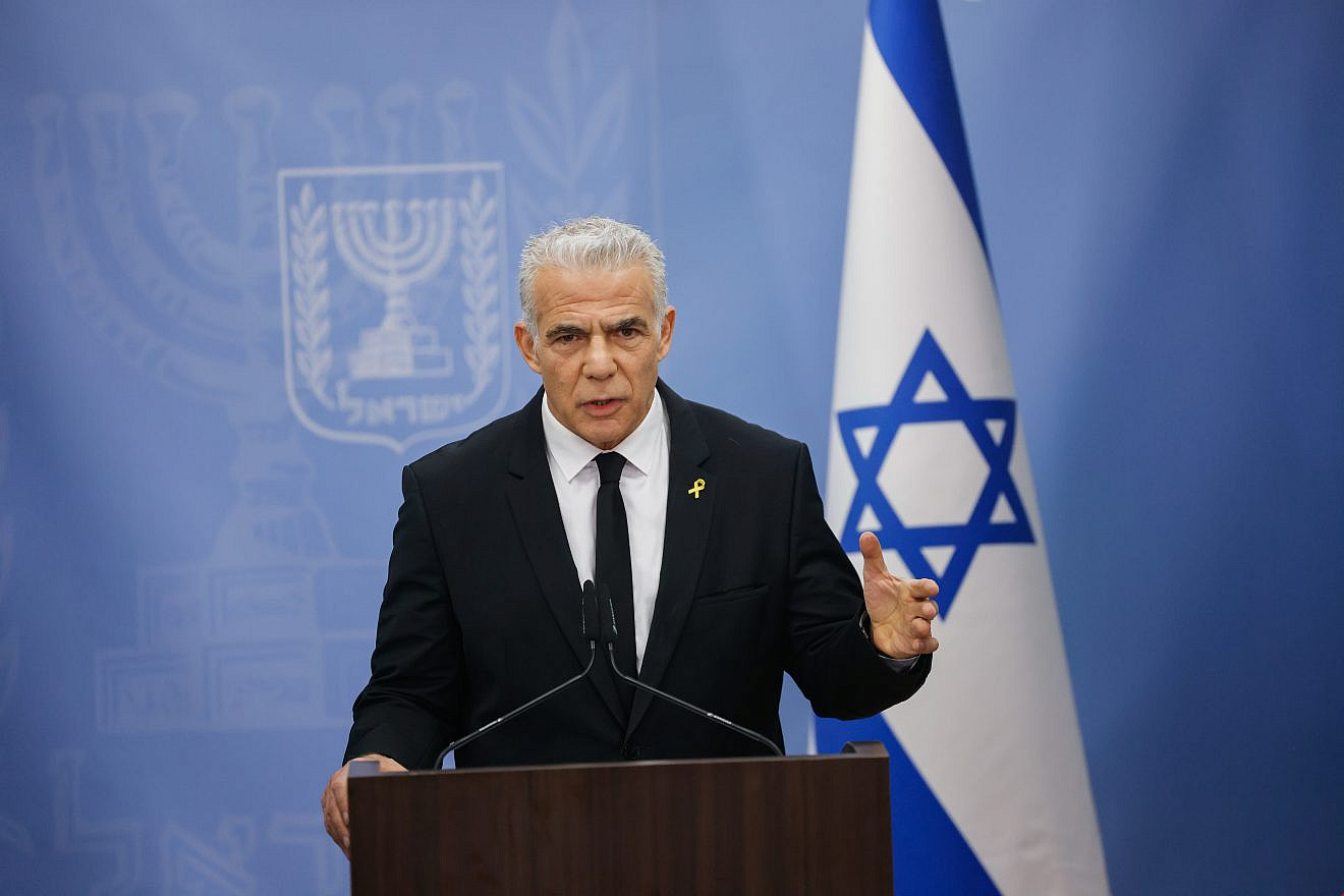 One day after Iranian attack, Lapid calls Israeli gov’t ‘existential threat’