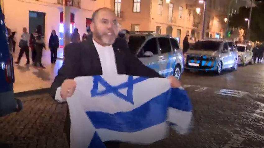 Tensions erupt at housing protest in Lisbon after man displays Israeli flag